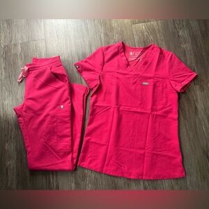 FIGS (Womens) Matching Scrub Set in Hot Pink